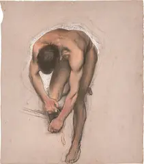 Osmar Schindler, Aktstudie eines Mannes, Pastell auf rosafarbenem Papier