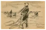 Max Liebermann, Die Netzflickerinnen. (Vor) 1921, Kreide auf Papier (aus einem Skizzenbuch)