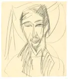 Porträt Alfred Döblin by Ernst Ludwig Kirchner, 1912, Bleistift auf Papier, sold Jul 2020