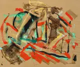 Imi Knoebel, Ohne Titel, 1985, Öl und Lack auf Packpapier