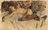 Johanna Kampmann-Freund, Mädchenakt, 1912, Farbkreide, laviert, auf Papier (über Spannrahmen)