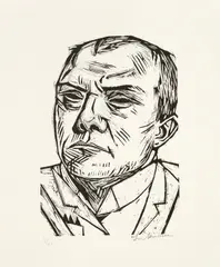 Selbstbildnis by Max Beckmann, 1922, Holzschnitt auf Bütten, sold Nov 2015