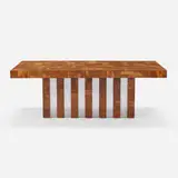 Paul Evans, Cityscape dining table, c. 1973, burlwood, chrome-plated steel