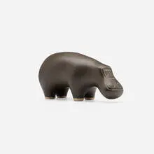 Hippo by Gordon and Jane Martz, c. 1955, glazed stoneware, sold Apr 2024