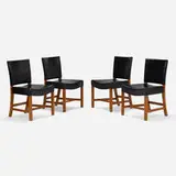 Kaare Klint, Barcelona chairs model 3758, set of four, 1937, vinyl, oak