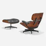 Charles and Ray Eames, 670 lounge chair and 671 ottoman, rosewood, leather, enameled and brushed aluminum