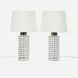 Helena Tynell, Table lamps, pair, 1968, mercury glass, plastic, silk