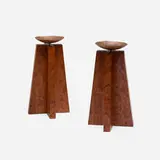 Candlesticks, pair by Mira Nakashima, 2005, bubinga, copper, sold Apr 2024