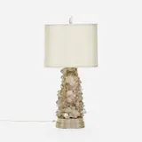 Carole Stupell, Crystal lamp, c. 1945, quartz, silvered wood, silk