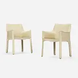 Mario Bellini, Cab lounge chairs, pair, 1976, leather over enameled steel, plastic