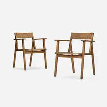 Neri & Hu, 98.6°F Outdoor Dining Armchairs, pair, 2021, oak