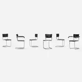 Mart Stam, Chairs, set of six, 1932, lacquered wood, chrome-plated steel