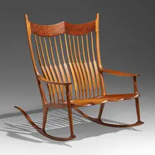 Sam Maloof, Rare double rocking chair, 2006, walnut, ebony