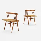 George Nakashima, Grass-Seated chairs, pair