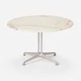 Charles Eames, La Fonda side table, model 3679, 1961, marble, polished aluminum, rubber plastic