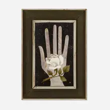 Untitled (Hand) by Richard Blow, c. 1965, hand-cut hardstone inlay in artist-made frame, sold Apr 2024