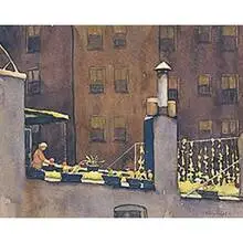 Alvin Raffel, Chicago Roof Top, watercolor on paper