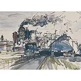 Gertrude Freyman, Oil Refinery, watercolor on paper
