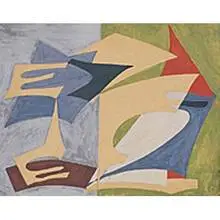 Esphyr Slobodkina, Grey-Green Biomorphic, 1938, gouache on artist board