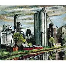 Hilda Altschule, Erie Canal Coal Docks - Pittsford, 1941, oil on canvas