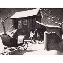 December Afternoon by Grant Wood, 1941, lithograph on paper, sold Dec 2000