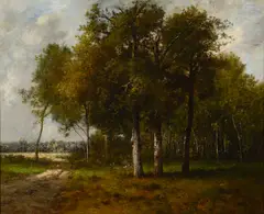 The edge of the forest by Léon Richet, oil on canvas, sold Mar 2019