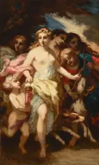 Narcisse Virgile Diaz De La Peña, Départ de Diane pour la chasse, oil on canvas
