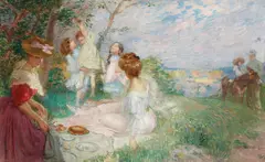 Auguste Frederic Bonnet, Le pique-nique, oil on canvas