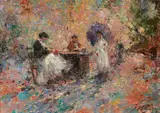 Ferruccio Rontini, In giardino, oil on canvas