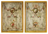 French School 18th century, Arabesque decorated panels (a pair)