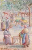 Hugues Claude Pissarro, Baptiste Charbonnel et sa grand mère Céline a la Taillerie sous la neige