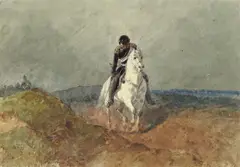 Theodor Hosemann, Reiter auf Schimmel, 1851, Aquarell auf Papier