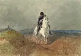 Theodor Hosemann, Reiter auf Schimmel, 1851, Aquarell auf Papier