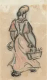 Beim Einkaufen by Heinrich Zille, Kreide auf Papier, sold Jun 2016