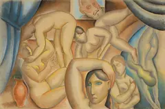 Edgar Scauflaire, Le voyeur, 1926, Pastell auf gelblichem Papier