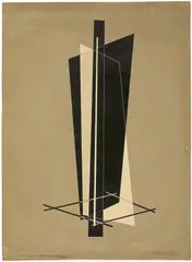 László Moholy-Nagy, Konstruktion VI, 1923, Farblithografie auf Papier