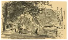 Dorfstraße by Max Liebermann, Um 1900, Kreide, laviert, auf Papier (aus einem Skizzenbuch), sold Nov 2018