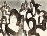 Christof Drexel, Figuren, Kreide und Gouache auf Papier