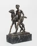 Knabe mit Fohlen by Renée Sintenis, 1936, Bronze mit brauner Patina, auf Marmorsockel montiert, sold Dec 2023