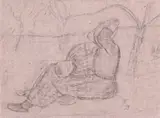 Paula Modersohn-Becker, Frau mit Kind, Um 1903, Kohle auf rosa-grauem Papier