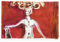 Tänzerin vor Rot by Daniel Richter, 2003, Mischtechnik auf dünnem Papier, sold Nov 2012
