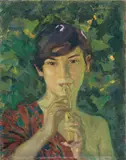 Julie Wolfthorn, Flötenbläser, Um 1900, Öl auf Leinwand