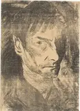Otto Mueller, Selbstbildnis nach rechts (1), 1920, Lithografie auf dünnem Papier