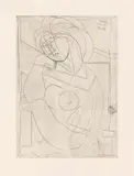 Pablo Picasso, Femme nue assise, la tête appuyée sur la main, 1934, Radierung auf Velin (Wasserzeichen: Picasso)