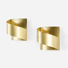 Peter Celsing, Sconces, pair, c. 1960, brass, enameled steel