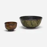 Bowls, set of two by Toshiko Takaezu, c. 1980, glazed stoneware, sold Feb 2024