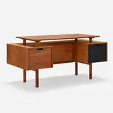 Milo Baughman, Desk, model 1625, c. 1955, walnut, painted wood