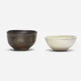 Bowls, set of two by Toshiko Takaezu, c. 1985, glazed porcelain, sold Feb 2024