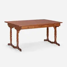 Rare console by Jean-Michel Frank, c. 1940, mahogany, leather, brass, sold Feb 2024