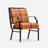 Jacques Adnet, Armchair, c. 1955, saddle-stitched leather over steel, upholstery, brass